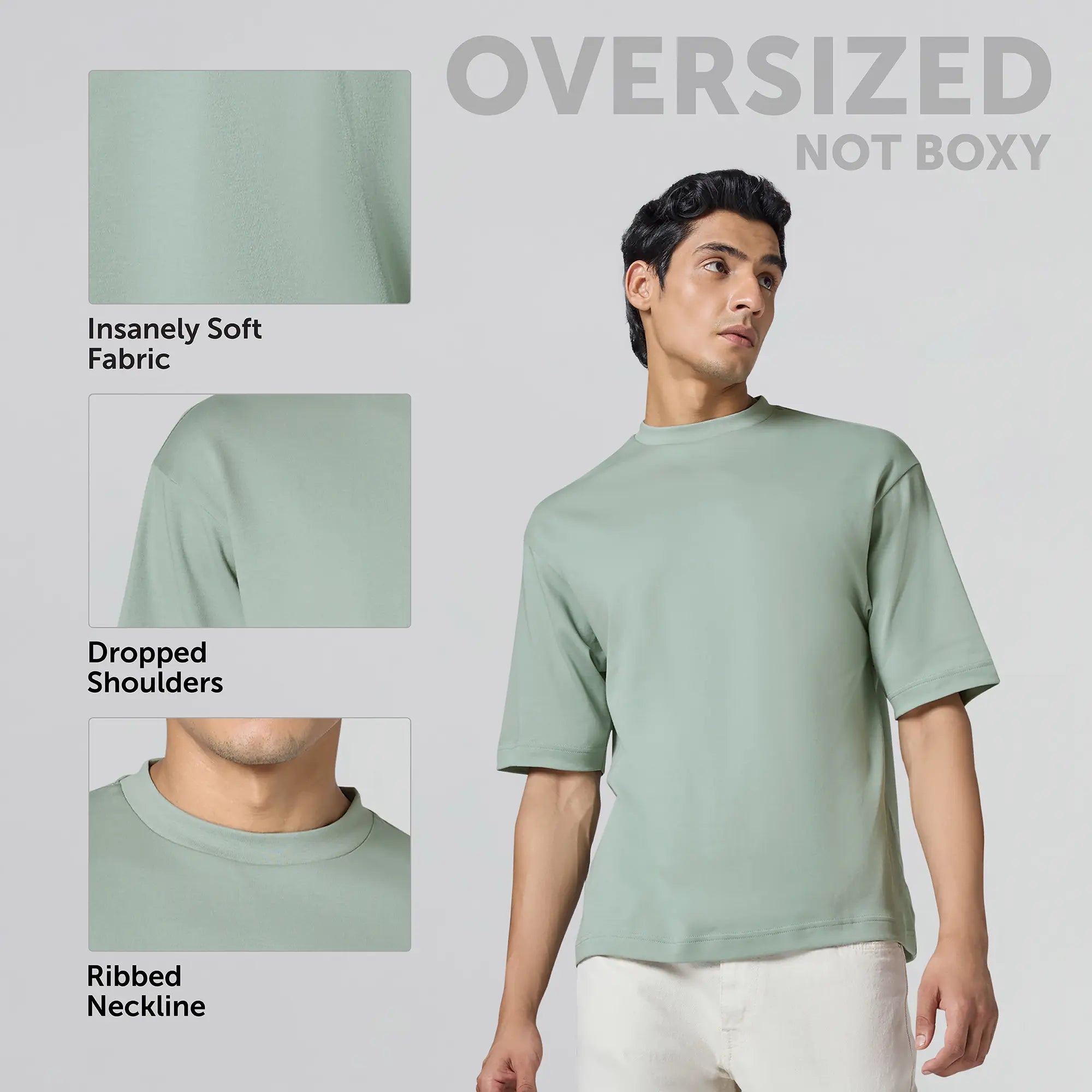 Drift Cotton Oversized T-shirts Sage Green