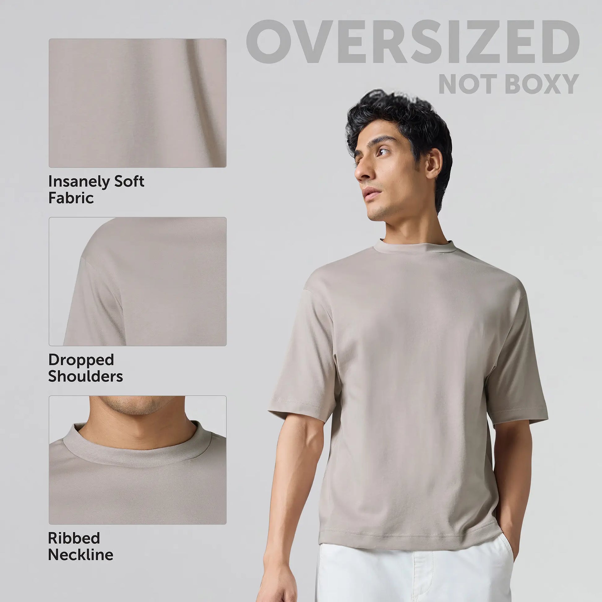 Drift Cotton Oversized T-shirts Smoky Beige