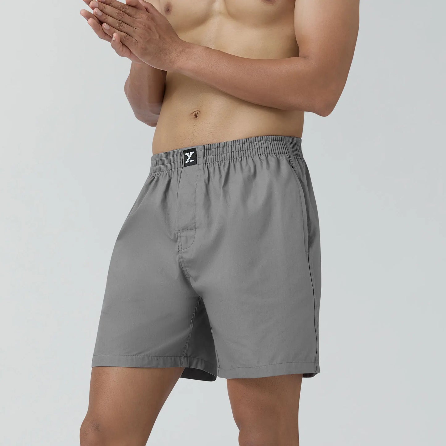 Pace Cotton Boxer Shorts Ash Grey