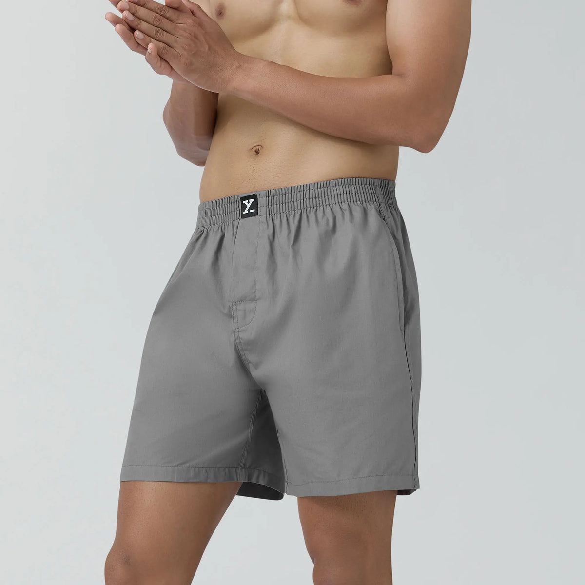 Pace Cotton Boxer Shorts Ash Grey