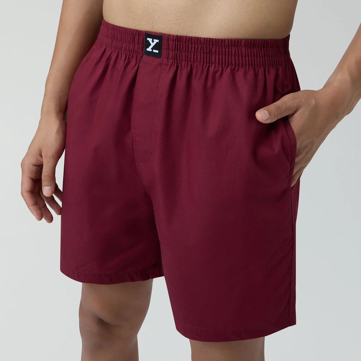 Pace Cotton Boxer Shorts Bold Burgundy