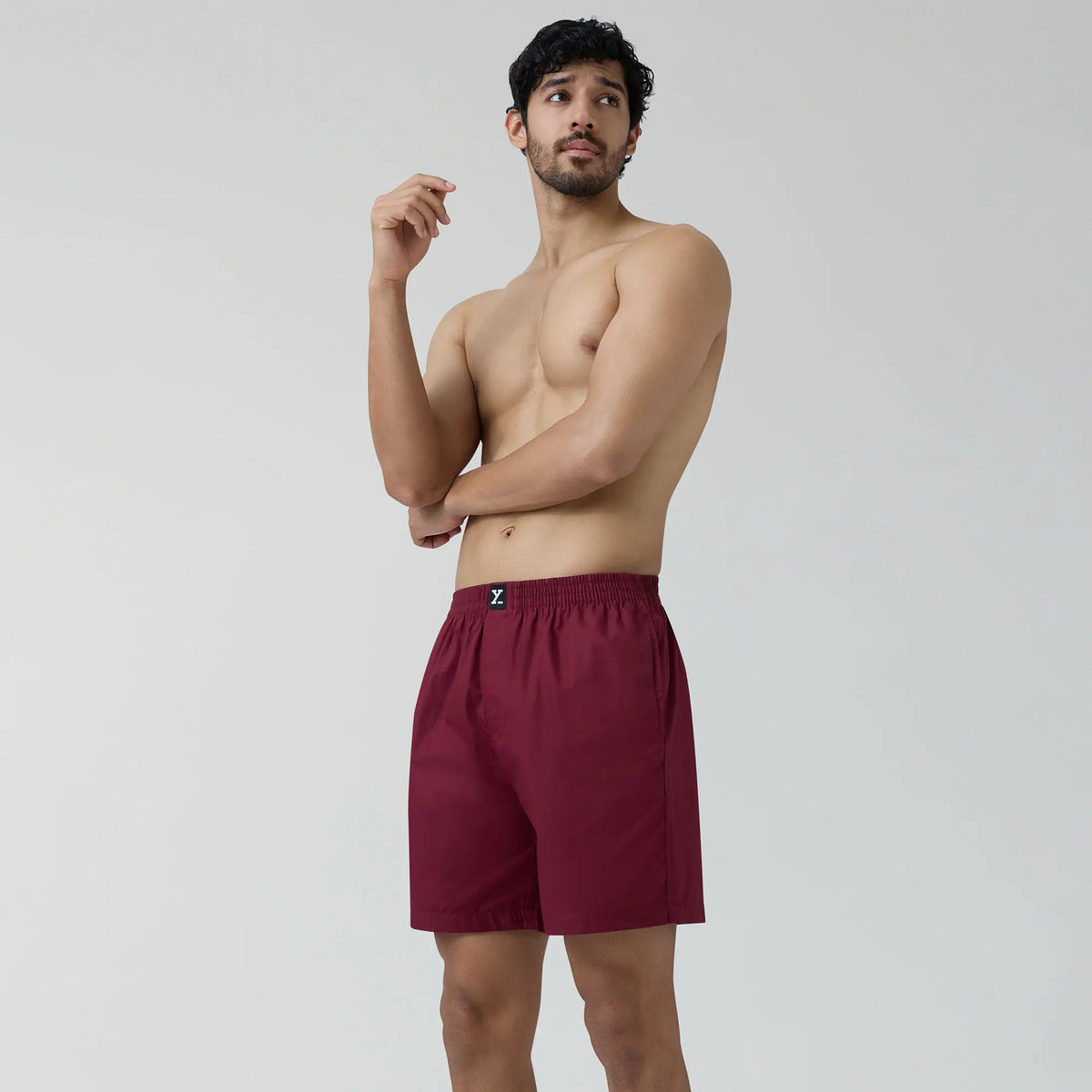 Pace Cotton Boxer Shorts Bold Burgundy