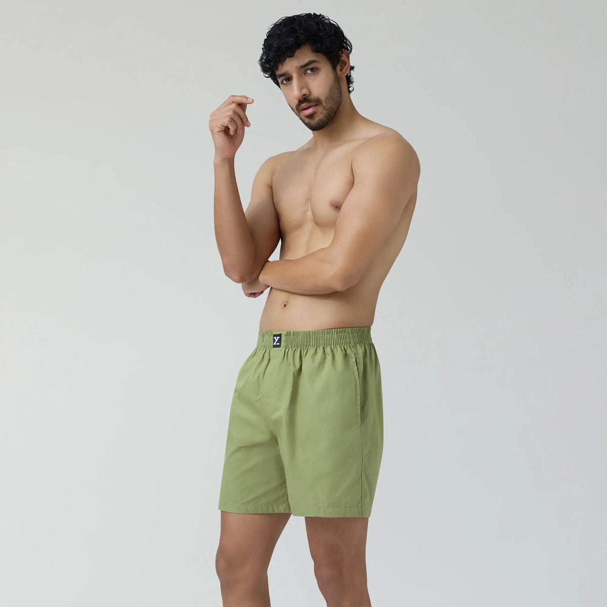 Pace Cotton Boxer Shorts Olive Green