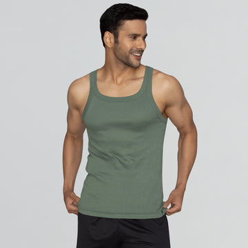 Pace Super Combed Cotton Vest Olive Green