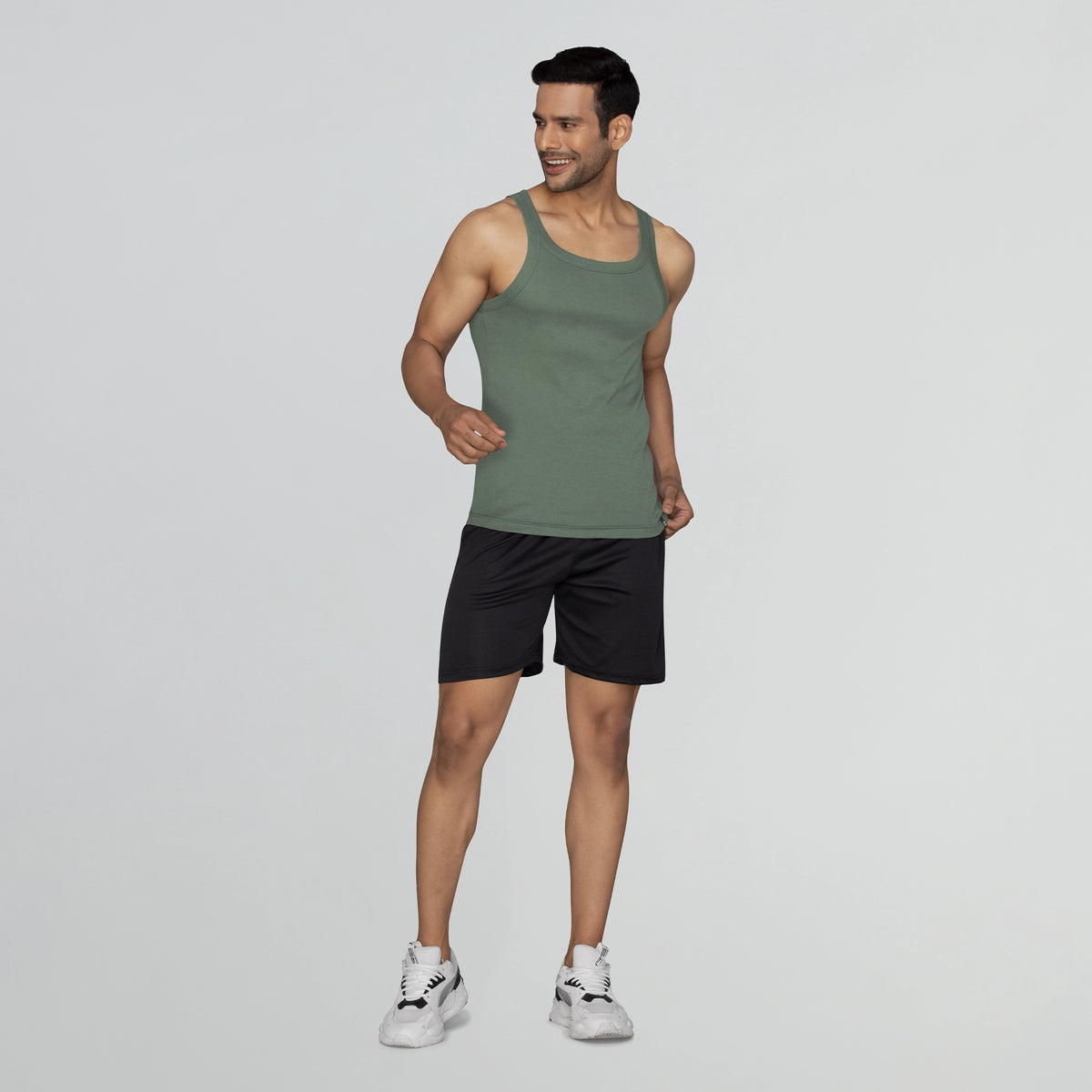 Pace Super Combed Cotton Vest Olive Green