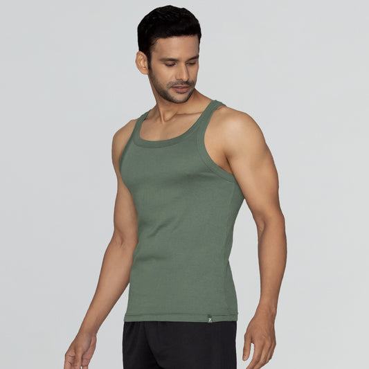 Pace Super Combed Cotton Vest Olive Green