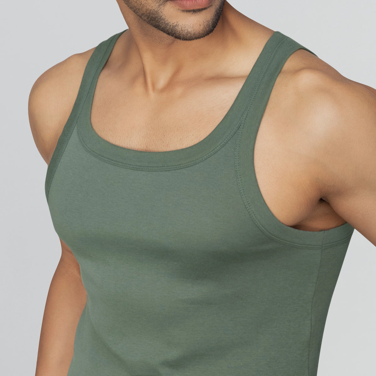 Pace Super Combed Cotton Vest Olive Green