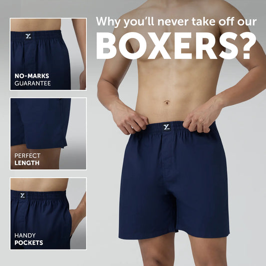 Pace Cotton Boxer Shorts Midnight Blue