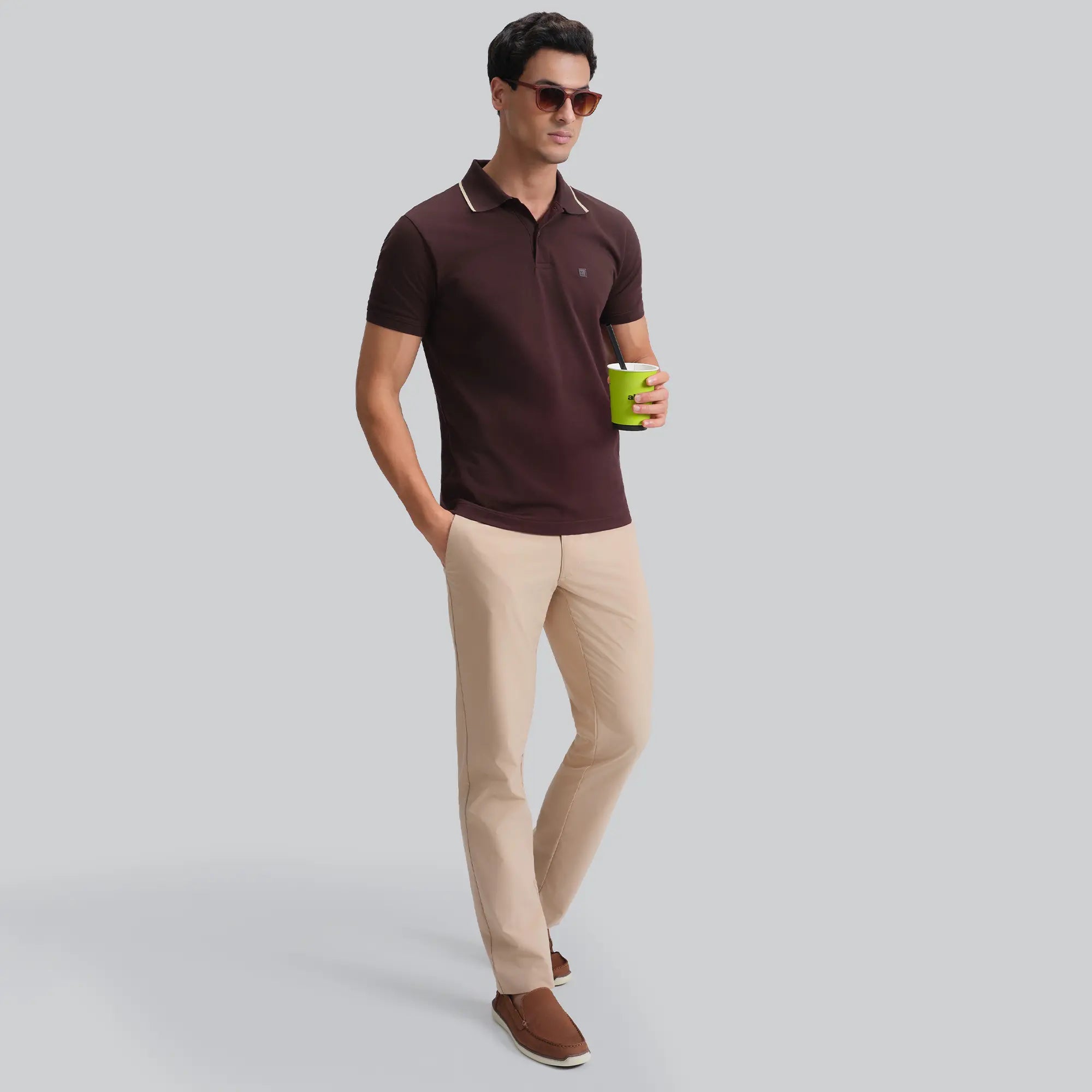 Pique Polo T-shirt - Espresso Brown