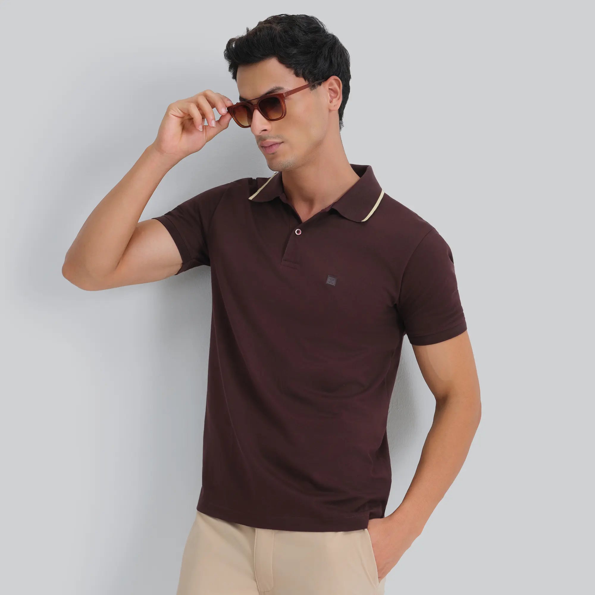 Pique Polo T-shirt - Espresso Brown