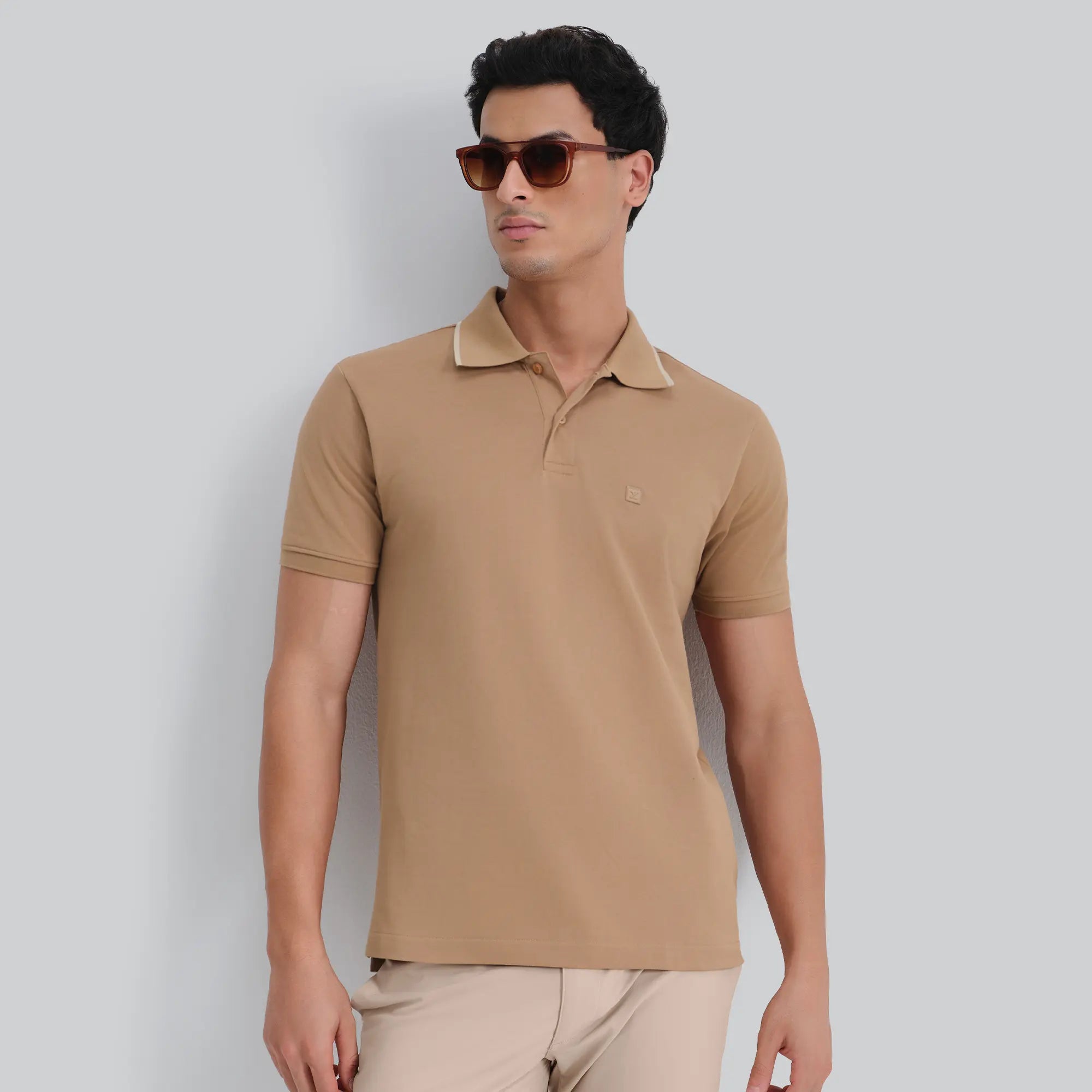 Pique Polo T-shirt - Mocha Brown