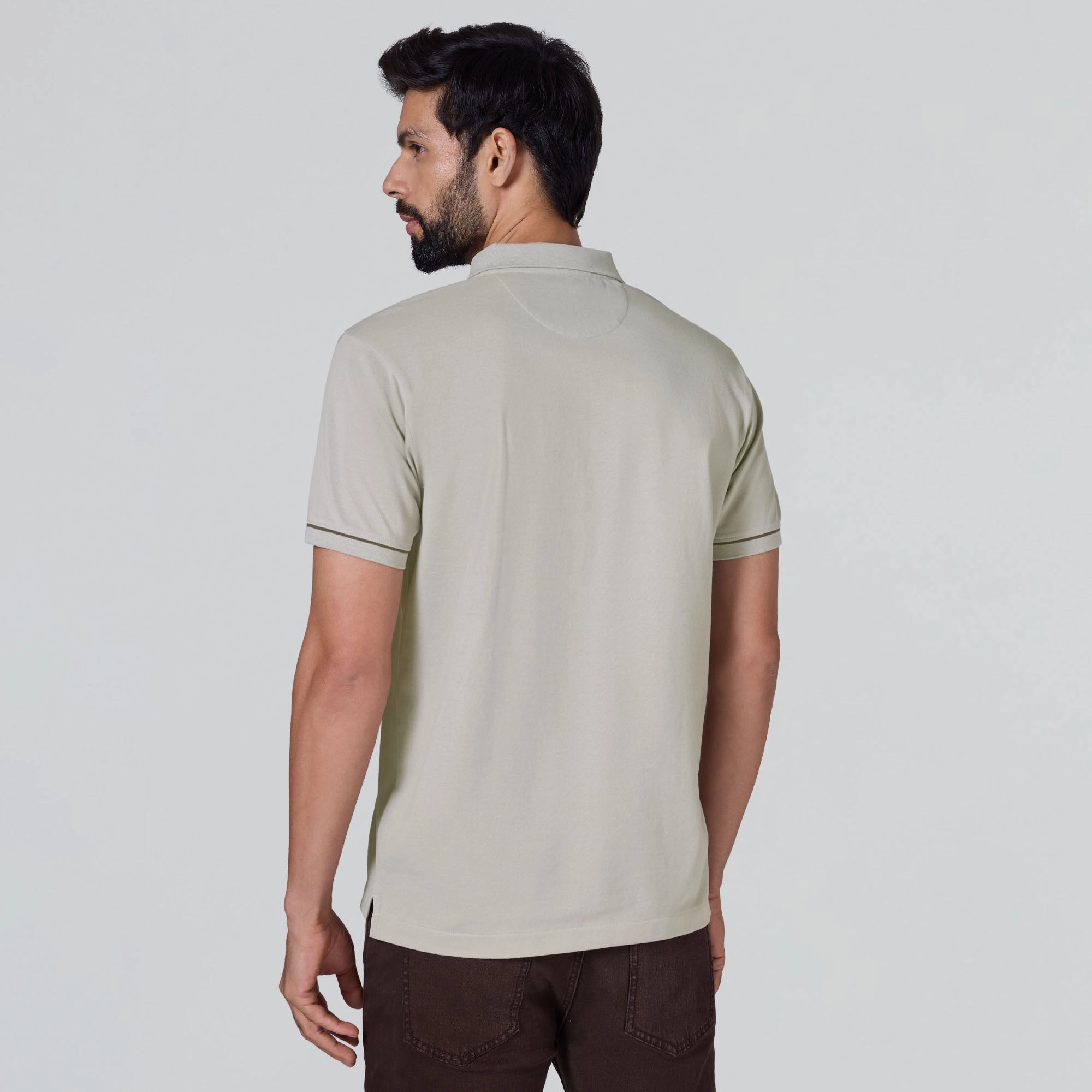 Pique Polo T-shirt - Warm Grey