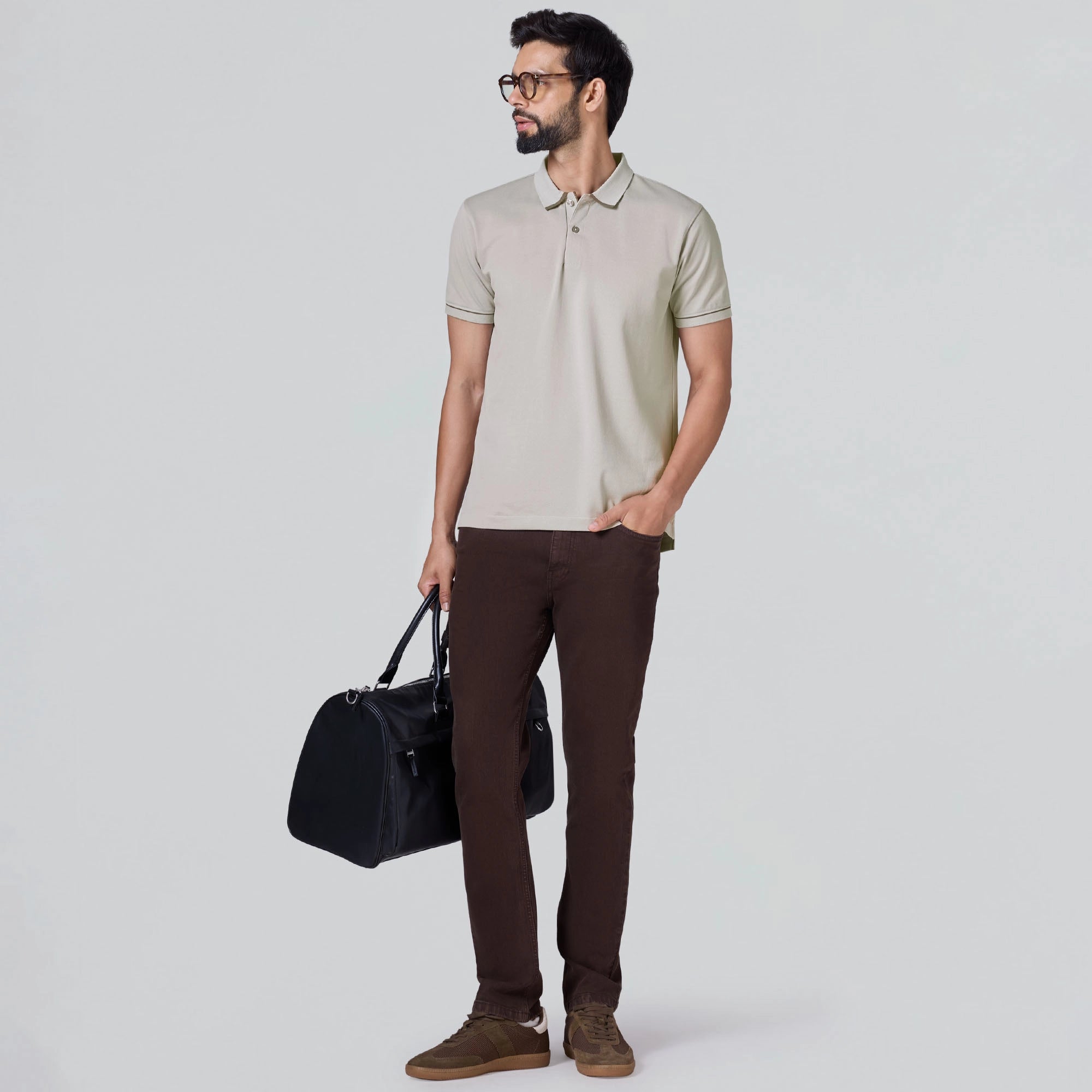 Pique Polo T-shirt - Warm Grey