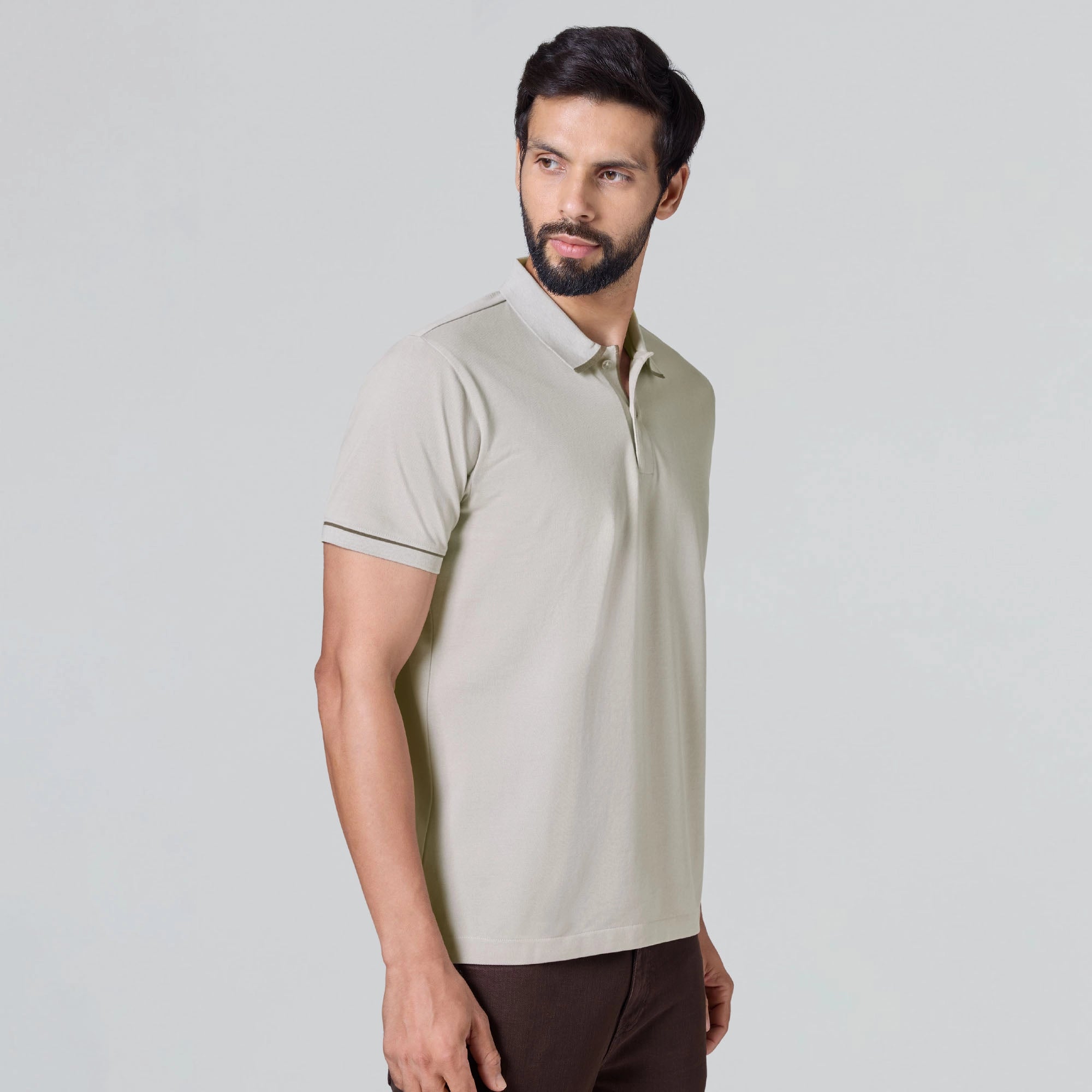 Pique Polo T-shirt - Warm Grey