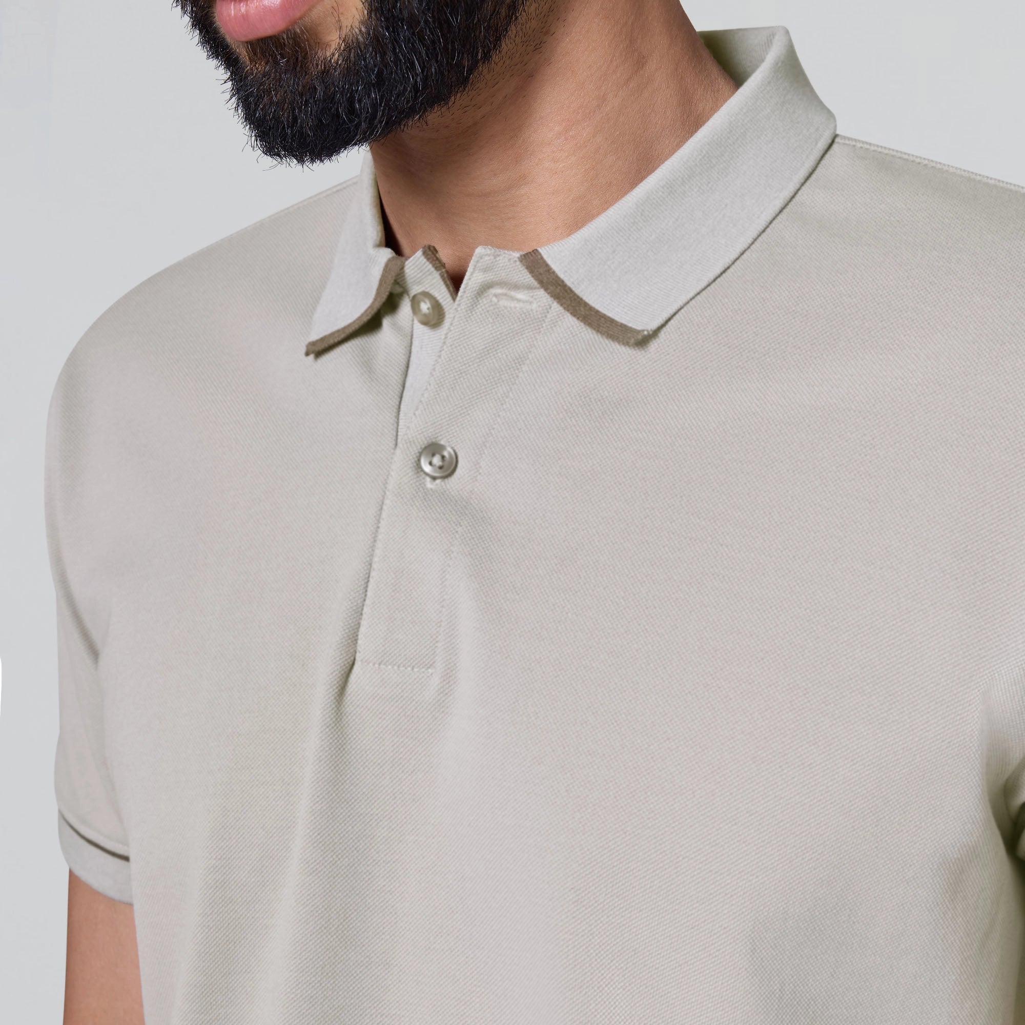 Pique Polo T-shirt - Warm Grey