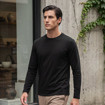 Full Sleeve Crew Neck T-Shirt - Pitch Black