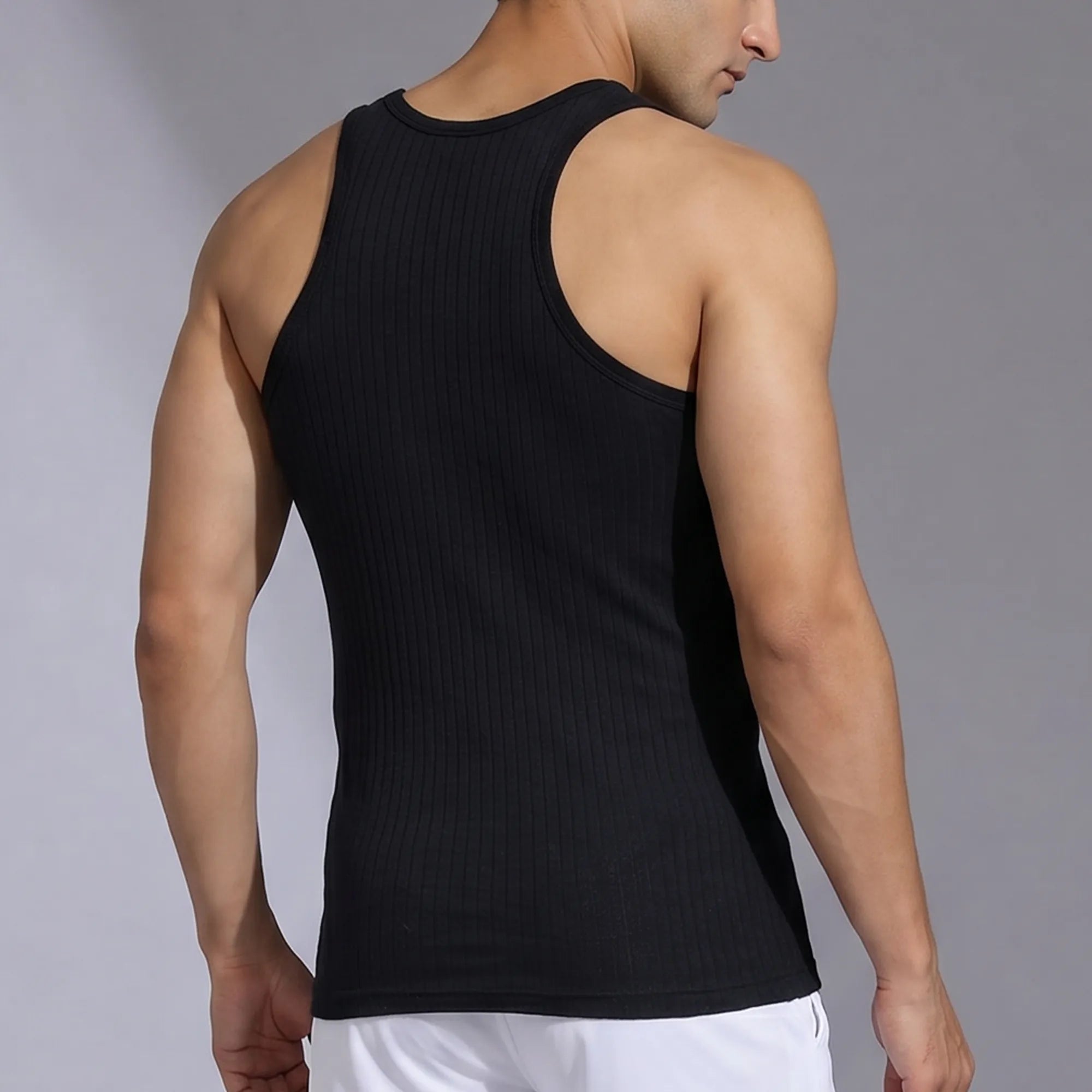 Nova Round Neck Racer Back Vest Black Knight
