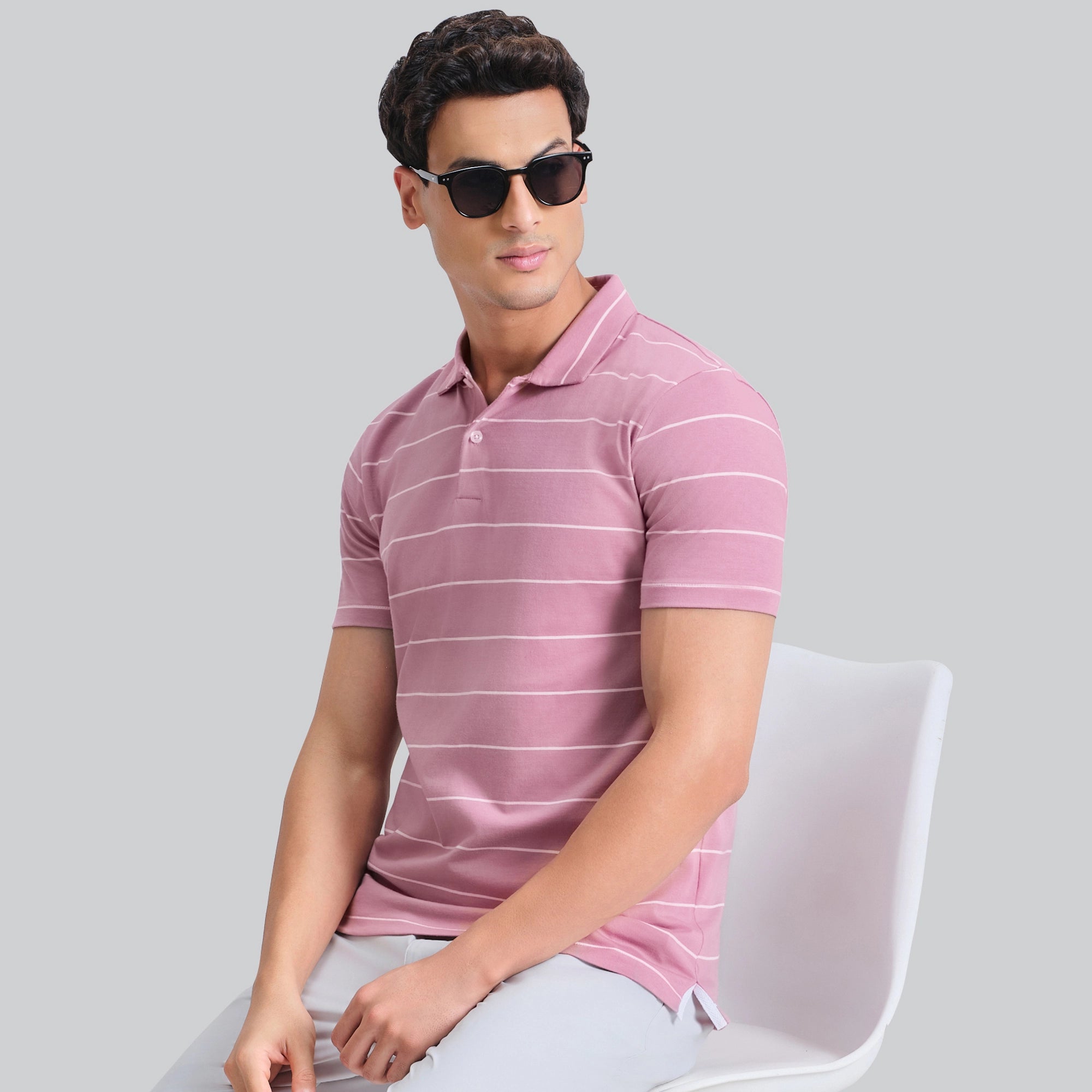 Linea Cotton Polo T-shirt - Dusty Pink