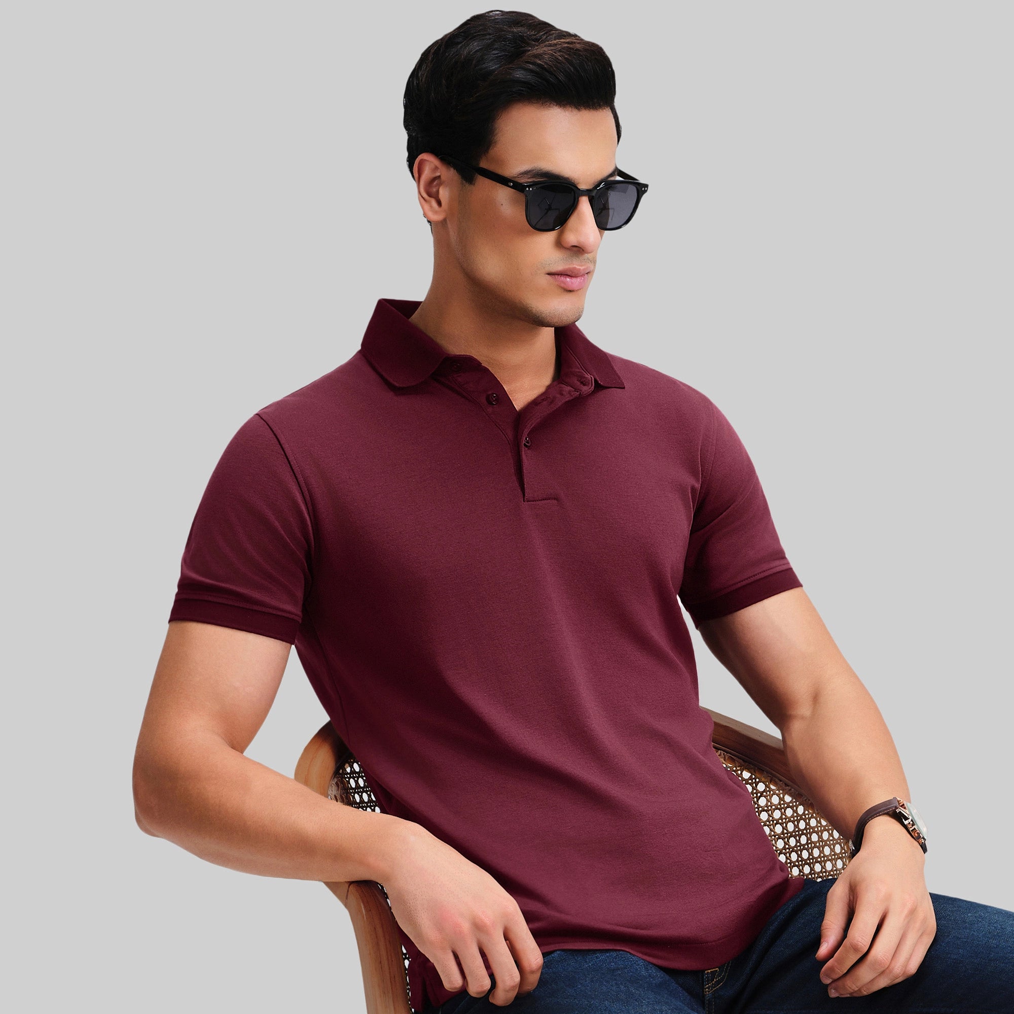 Supima Cotton Slim Fit Polo - Merlot Maroon