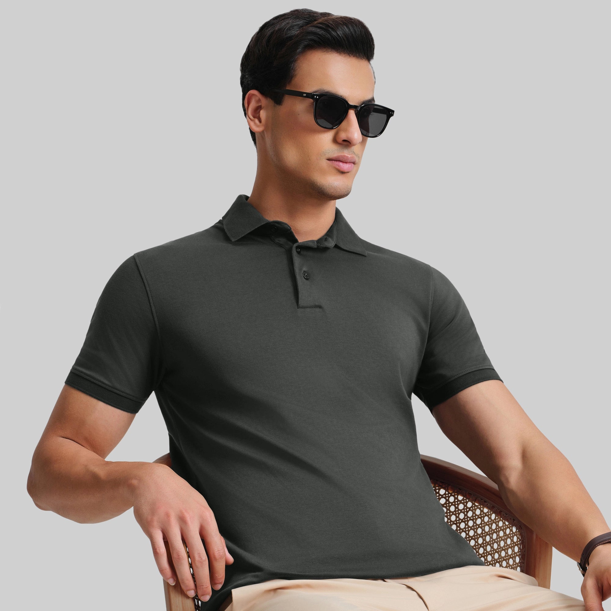 Supima Cotton Slim Fit Polo - Storm Grey