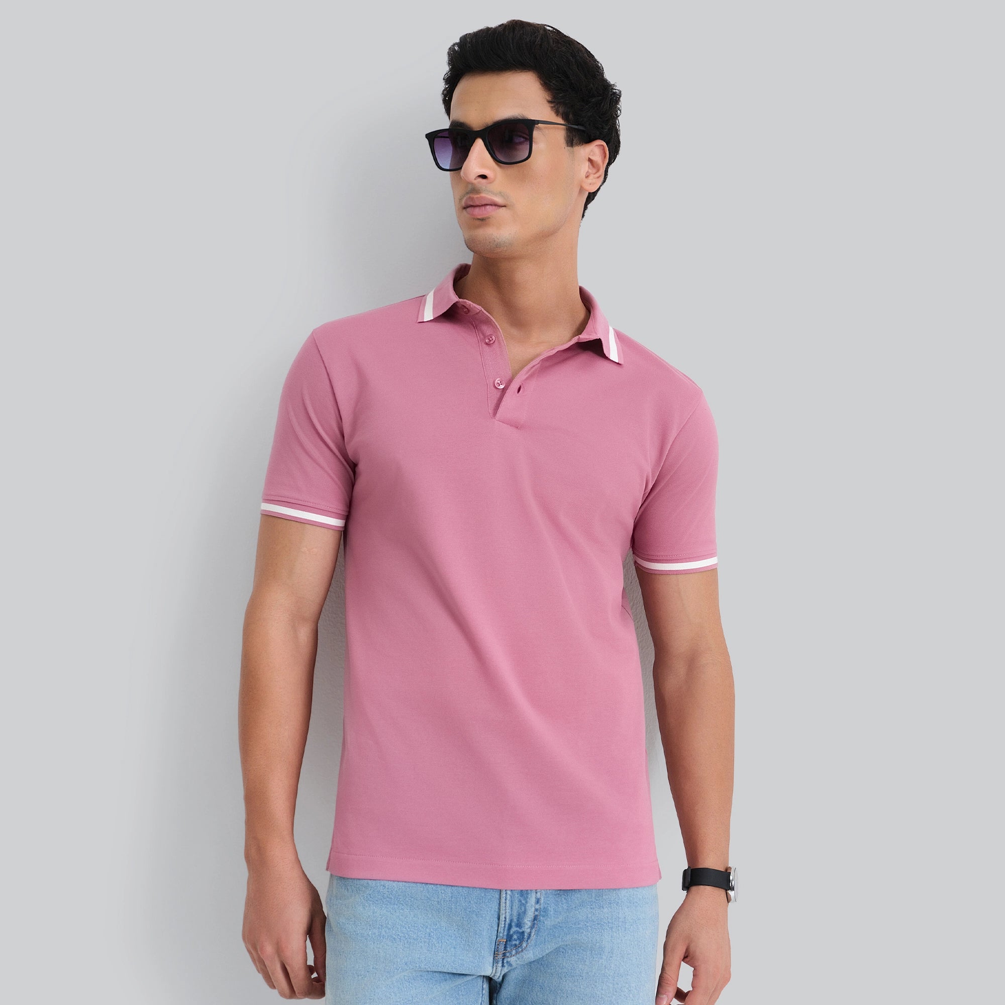 Pique Polo T-shirt - Vintage Pink_primary