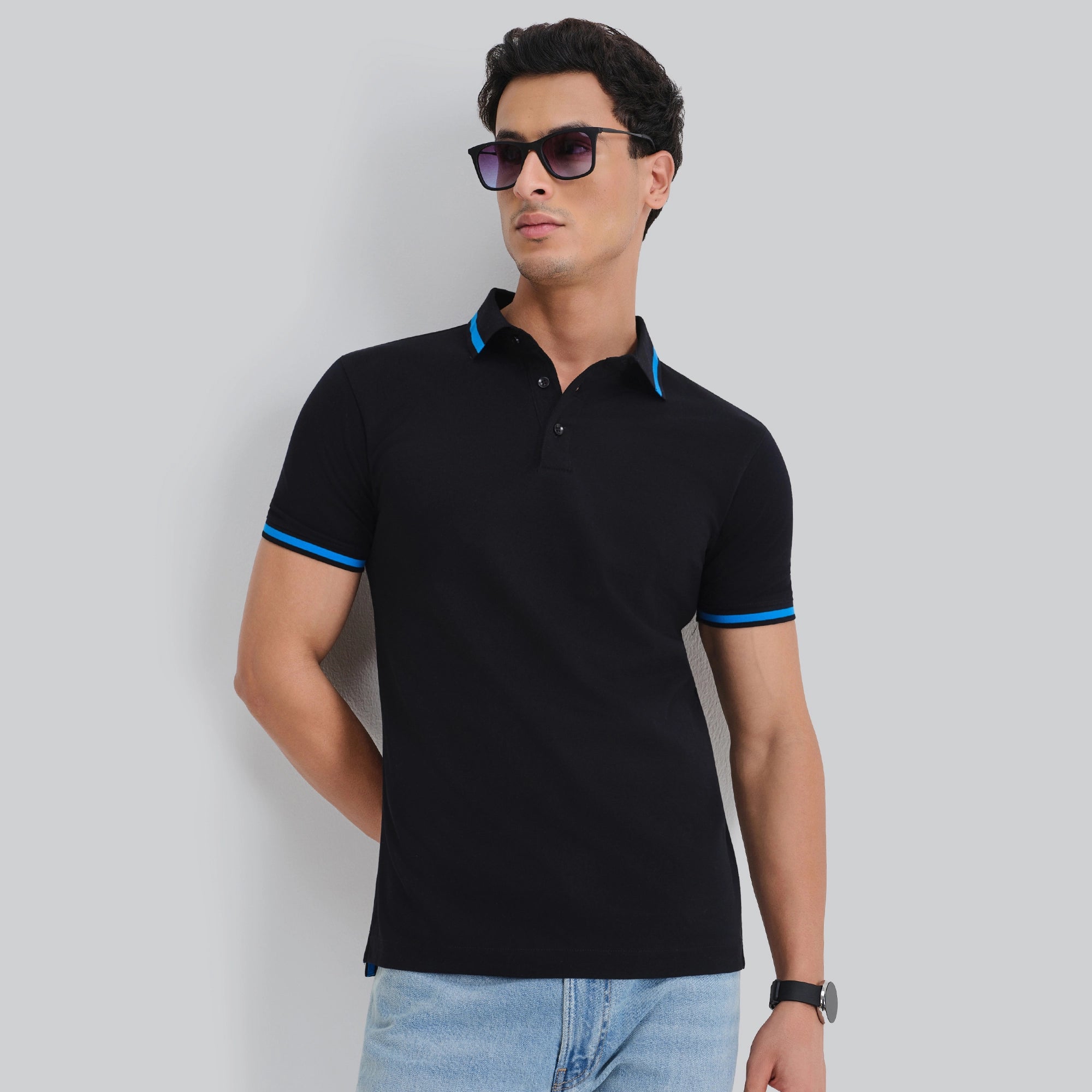Pique Polo T-shirt - Black Knight_primary