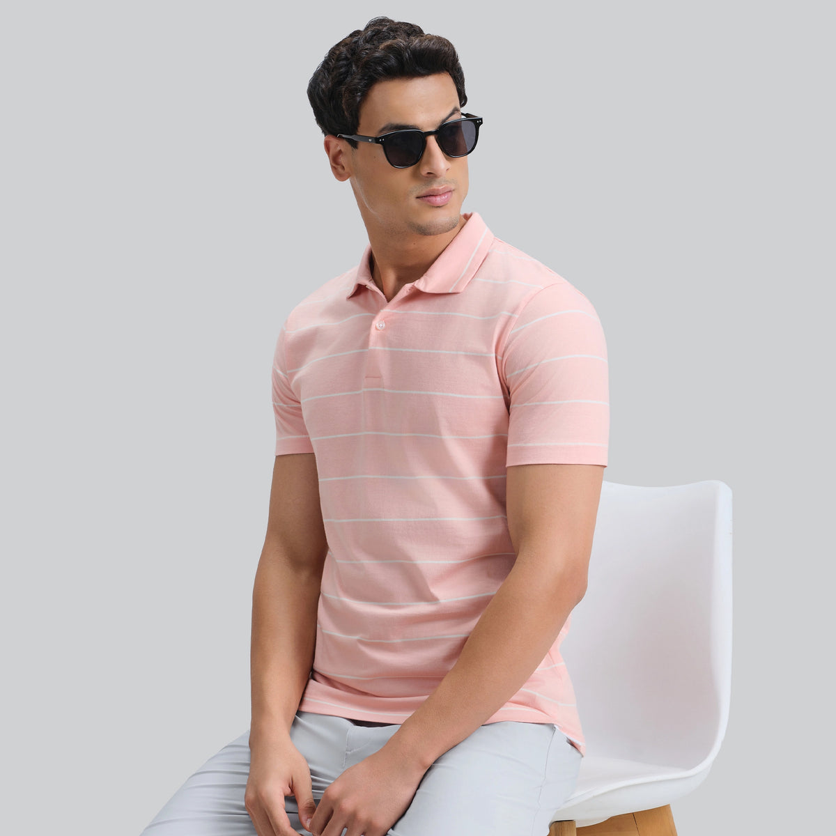 Linea Cotton Polo T-shirt - Coral Pink