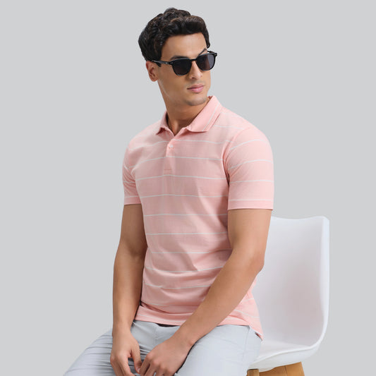 Linea Cotton Polo T-shirt - Coral Pink