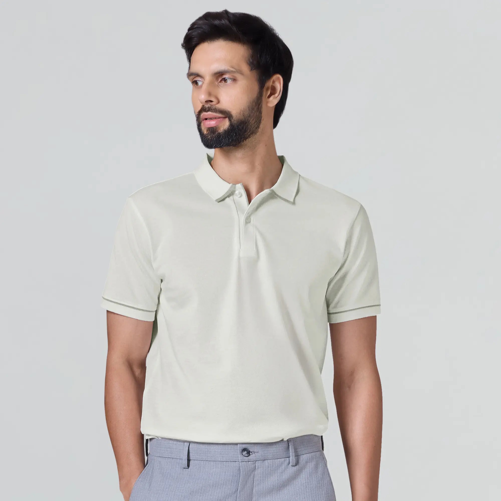 Pique Polo T-shirt - Almond White