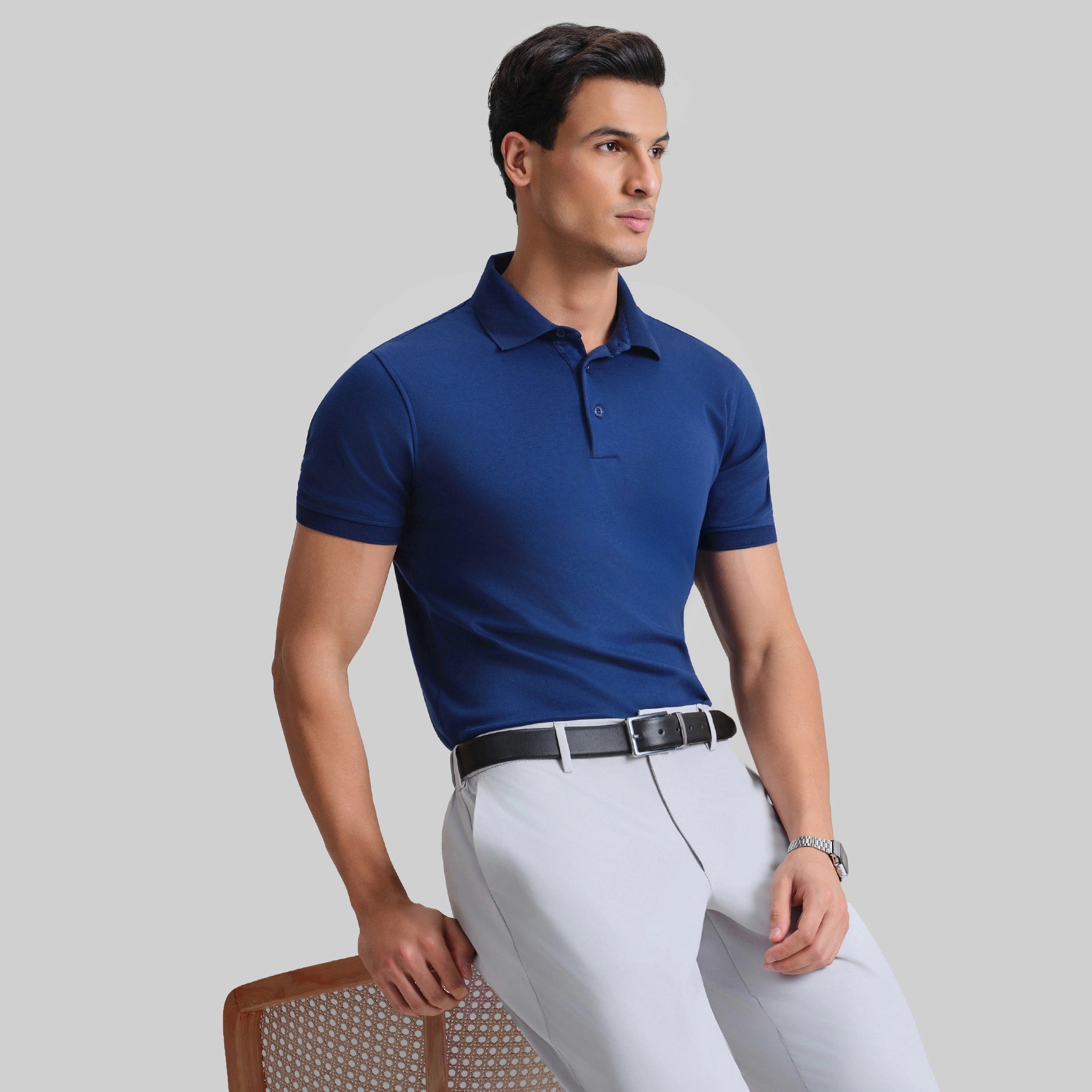Supima Cotton Slim Fit Polo - Midnight Blue