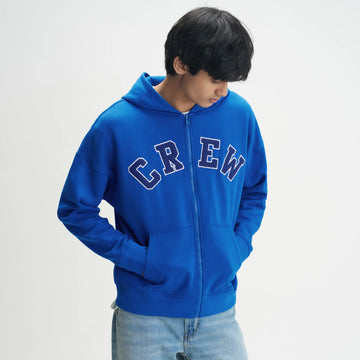 Crew Oversized Zipper Hoodie  - Campus Blue