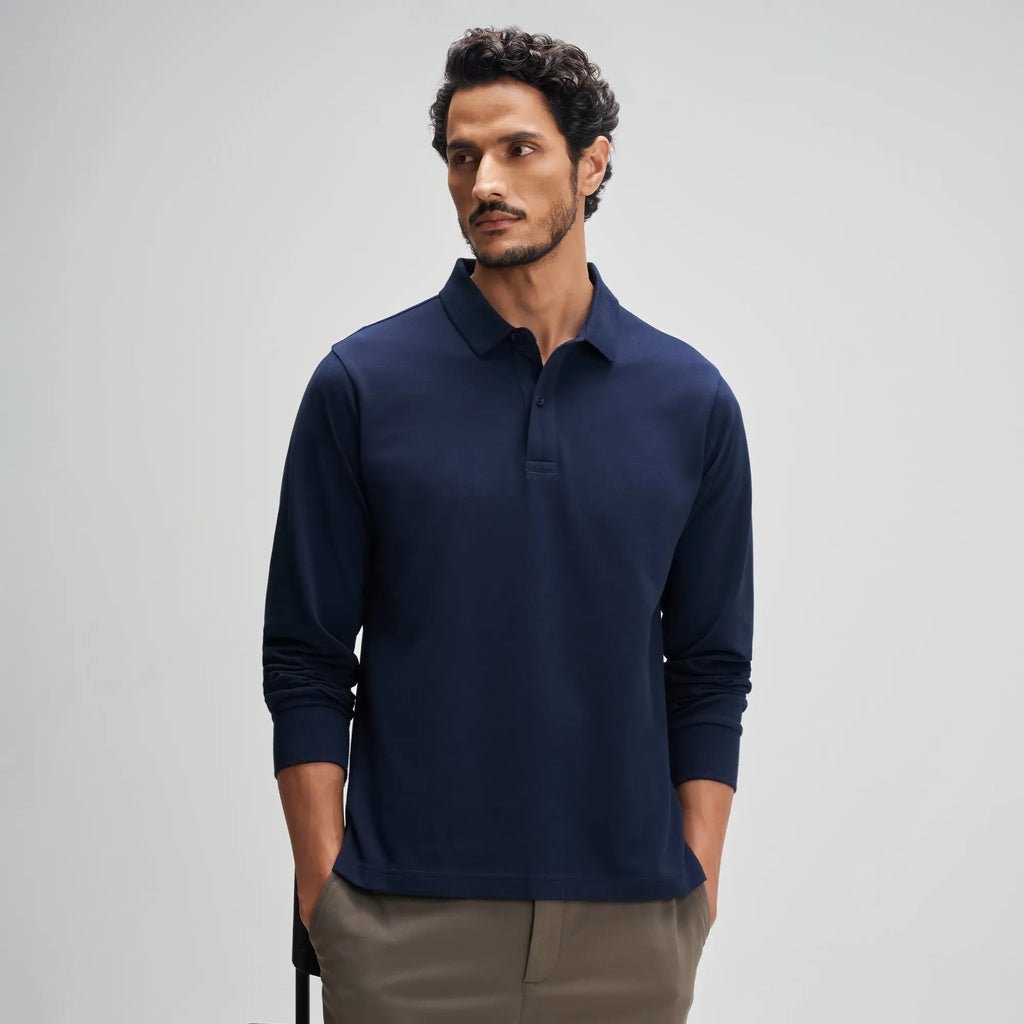Midnight Blue Full Sleeve Polo - Buy Men's Polo Online – XYXX Apparels