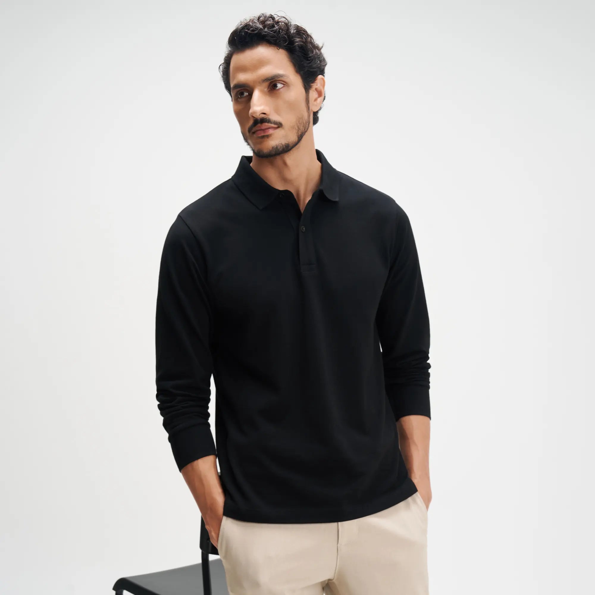 Full Sleeve Polo - Pitch Black