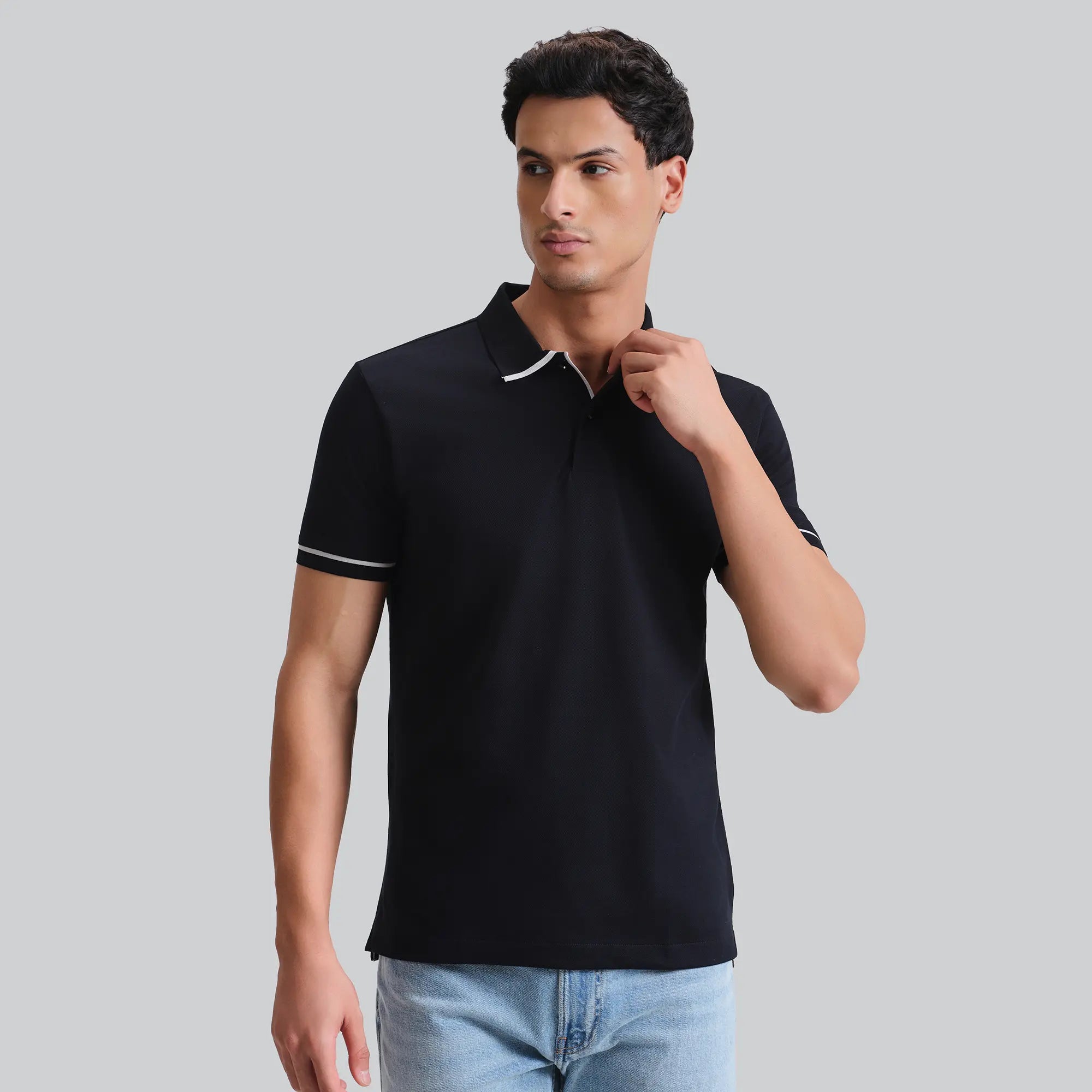 Pique Polo T-shirt - Pitch Black
