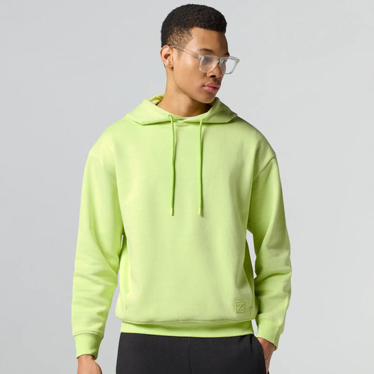 Pulse French Terry Cotton Blend Oversized Hoodie And Sweatpants Co Ord Set Lime Green And Pitch Black