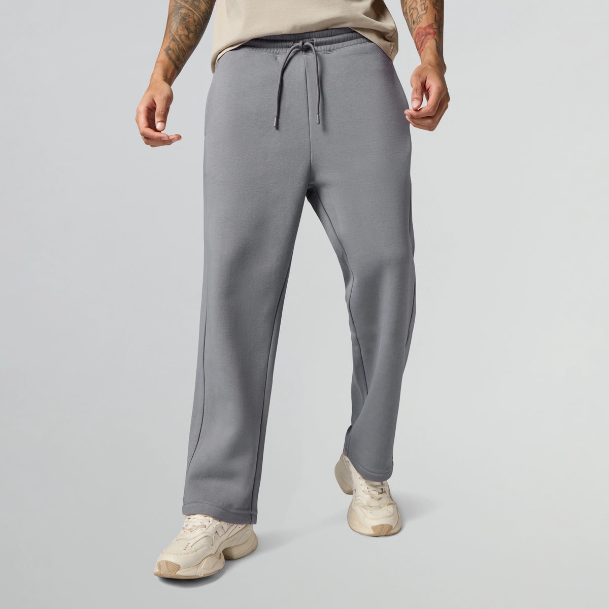 Pulse French Terry Cotton Blend Oversized Hoodie And Sweatpants Co Ord Set Pitch Black And Opal Grey