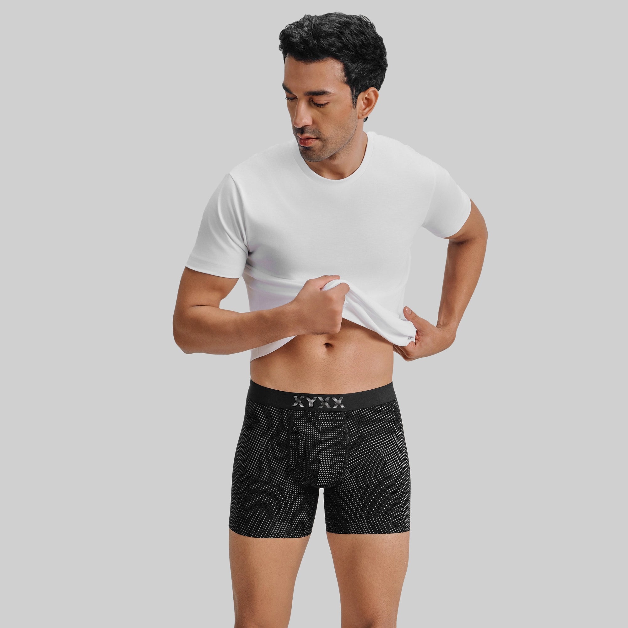 Quad Cotton Boxer Briefs  Smoke Black