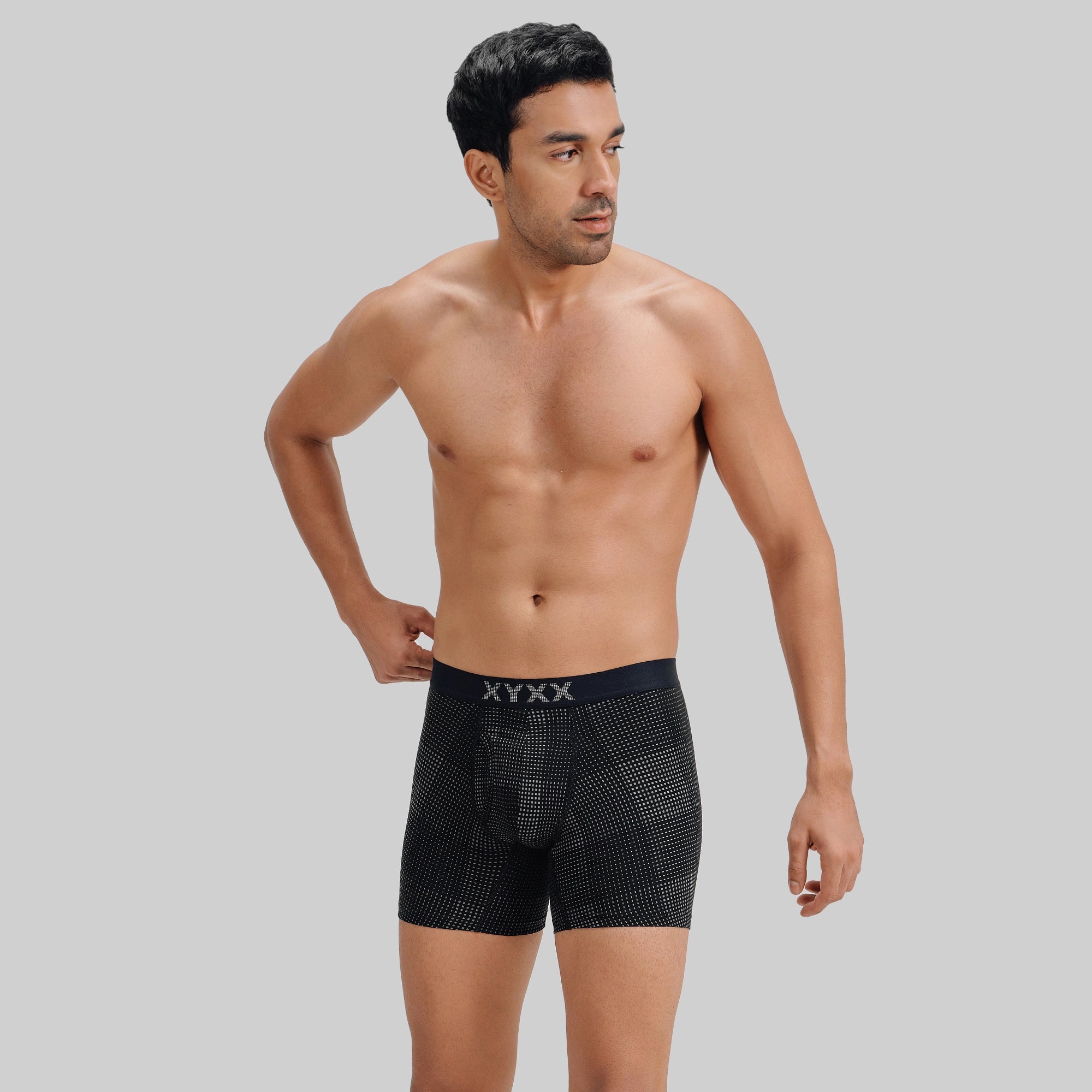 Quad Cotton Boxer Briefs  Smoke Black