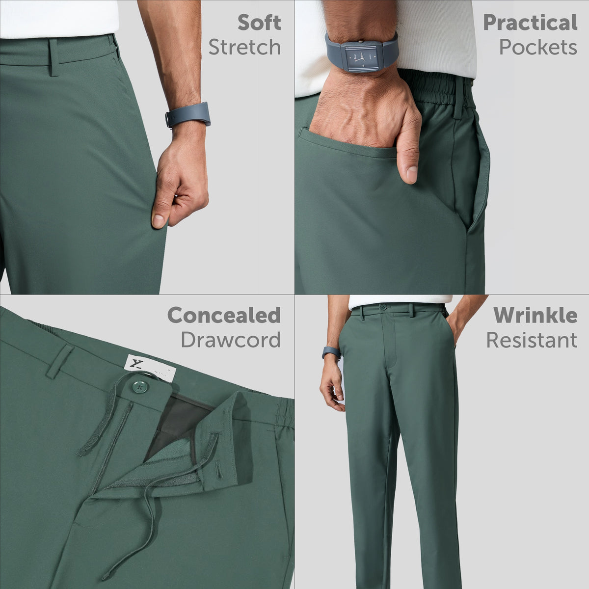 KINETIC: Soft Stretch Pants - Slim Fit Pitch Black