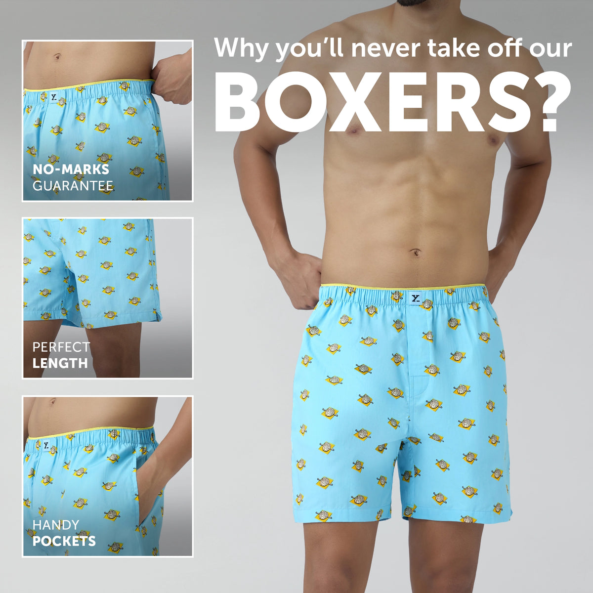 Renew Combed Cotton Boxer Shorts Blue Sky
