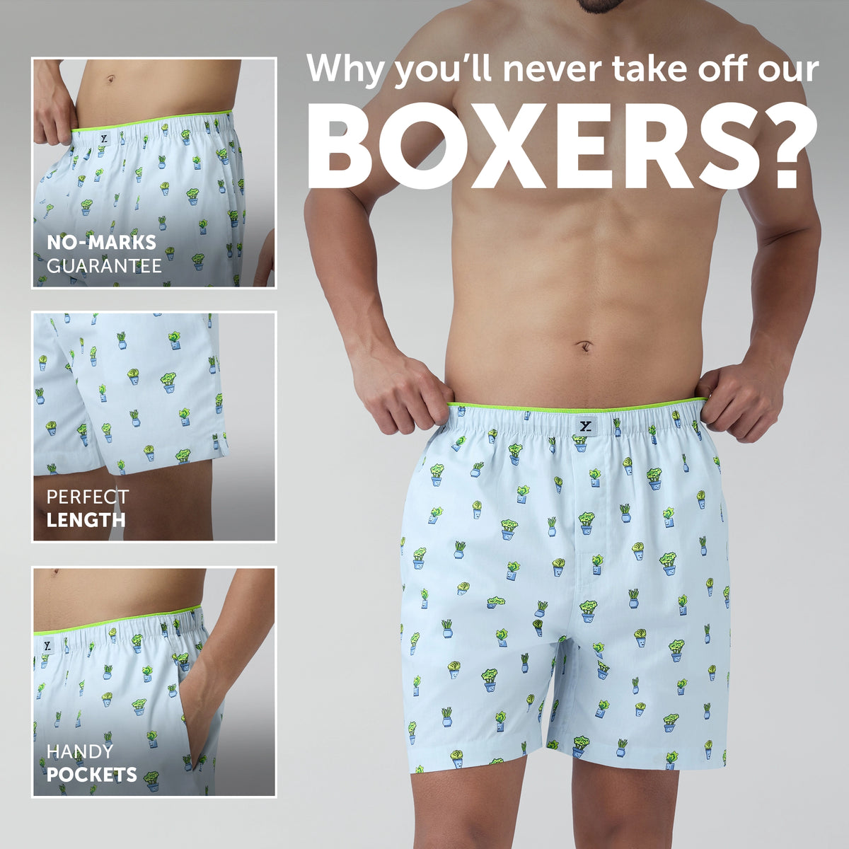 Renew Combed Cotton Boxer Shorts Ice Blue