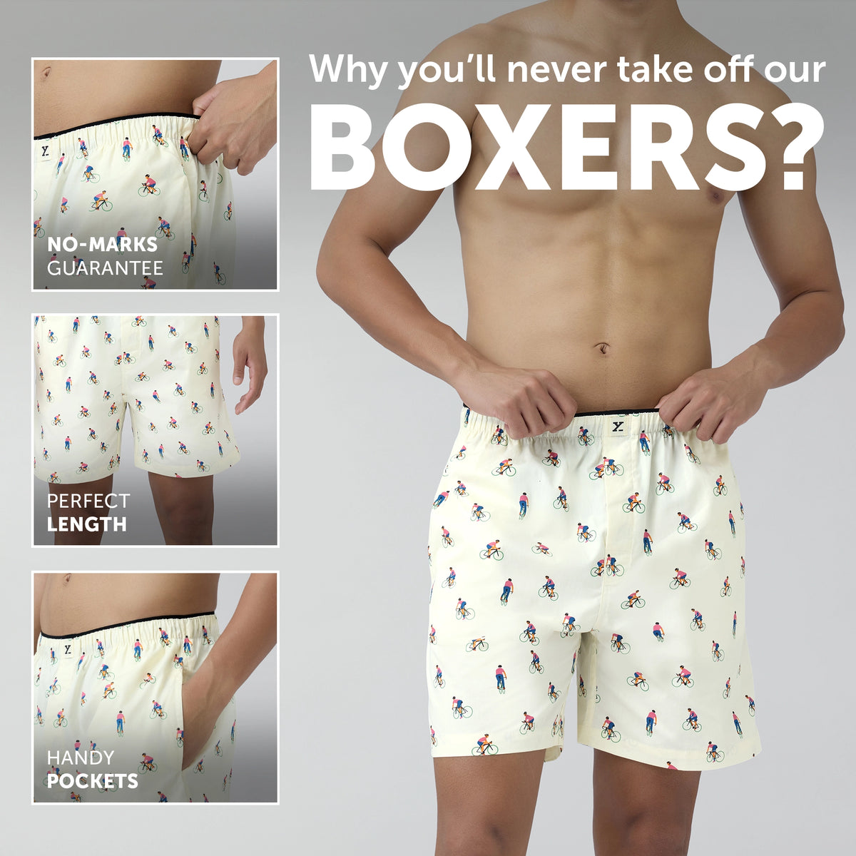 Renew Combed Cotton Boxer Shorts Ivory White