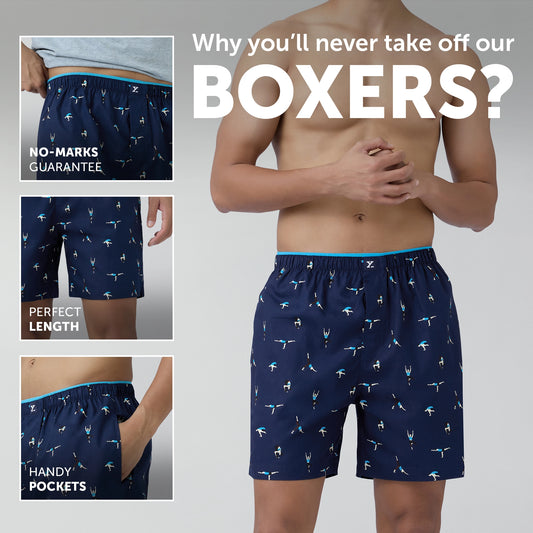 Renew Combed Cotton Boxer Shorts Midnight Blue