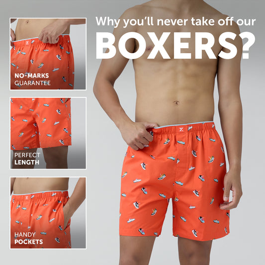 Renew Combed Cotton Boxer Shorts Orange Zest