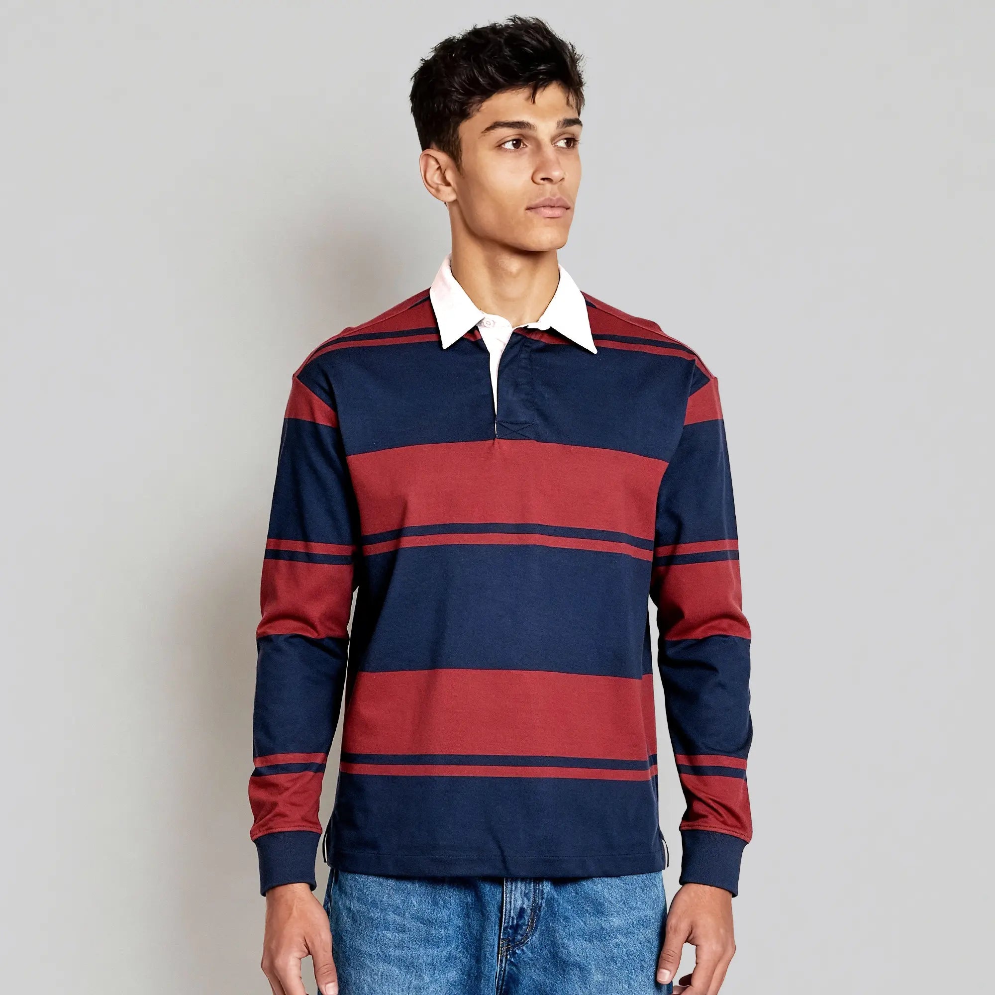 Rugby Polo T-shirt - Varsity Red & Blue Nights