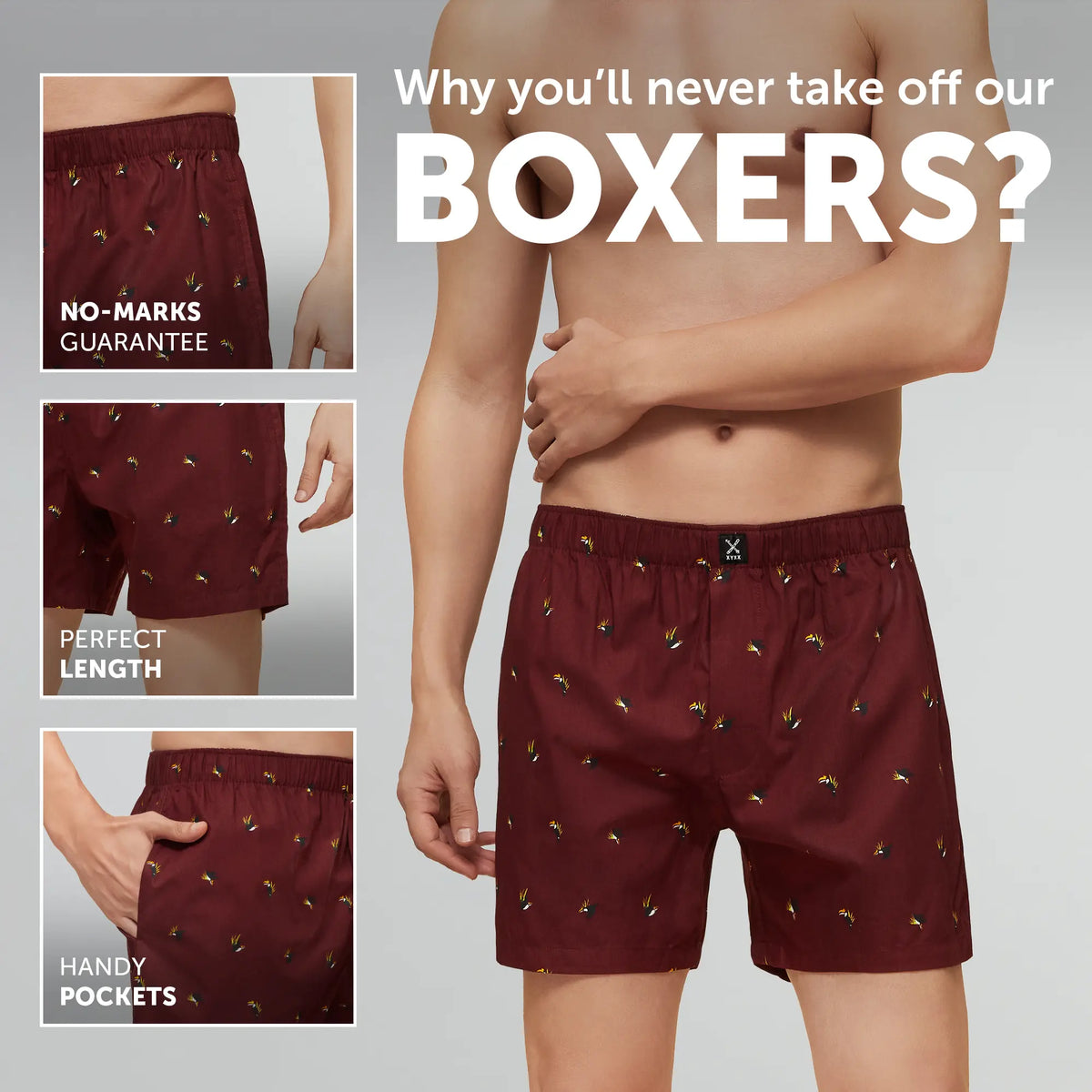 Savanna Cotton Boxers Hornbill Maroon