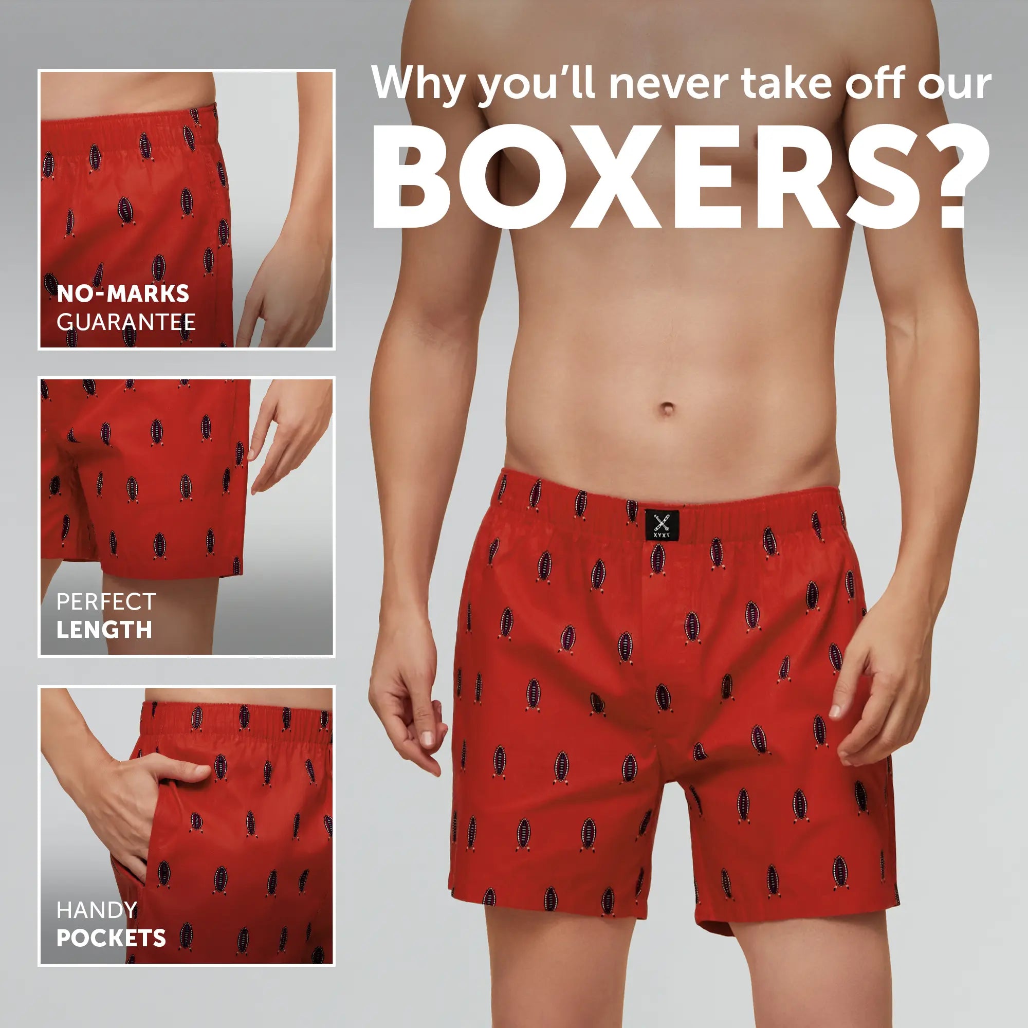 Savanna Cotton Boxers Shield Red