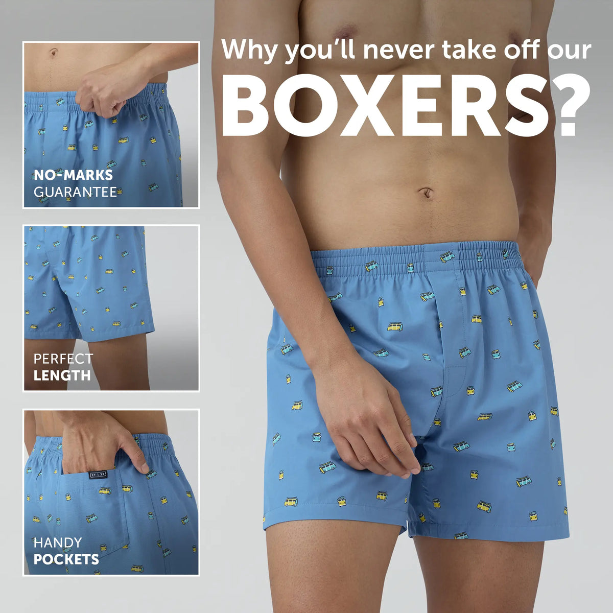 Splash Cotton Boxers - Bus Blue - XYXX Crew