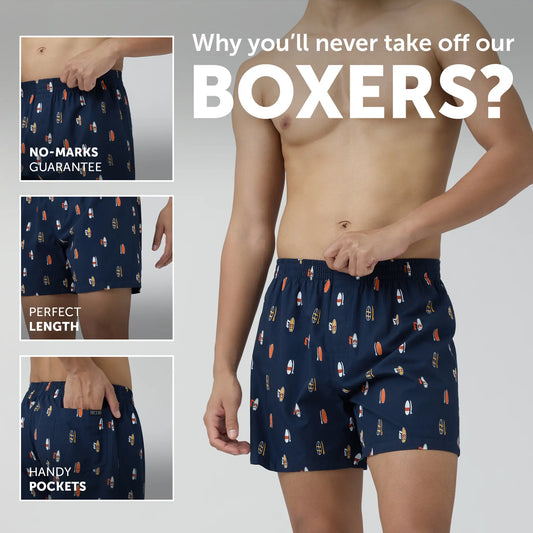 Splash Cotton Boxers - Surfboard Blue - XYXX Crew