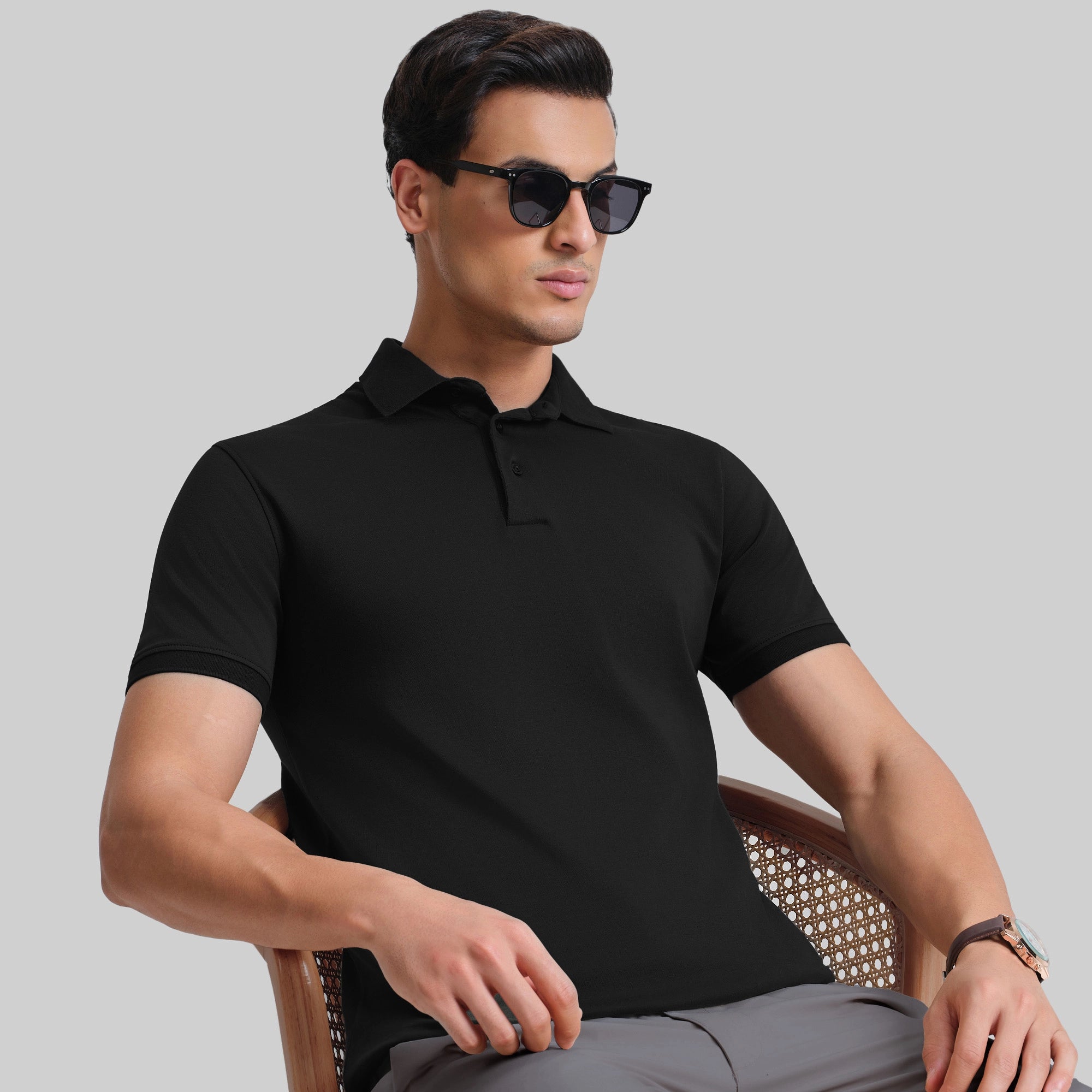 Supima Cotton Slim Fit Polo - Black Knight